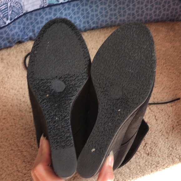 Black lace up wedge booties faux suede - Picture 5 of 5